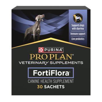 A Box of 30 Sachets of Pro Plan Veterinary Supplements FortiFlora Canine Health Supplement.
